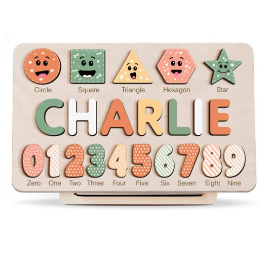 Coastal Theme Custom Wooden Name Numbers And Shapes Puzzle