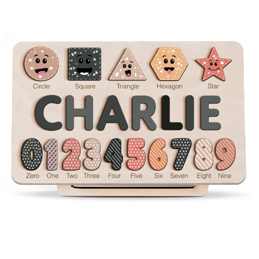 Space Themed Custom Wooden Puzzle With Numbers And Shapes
