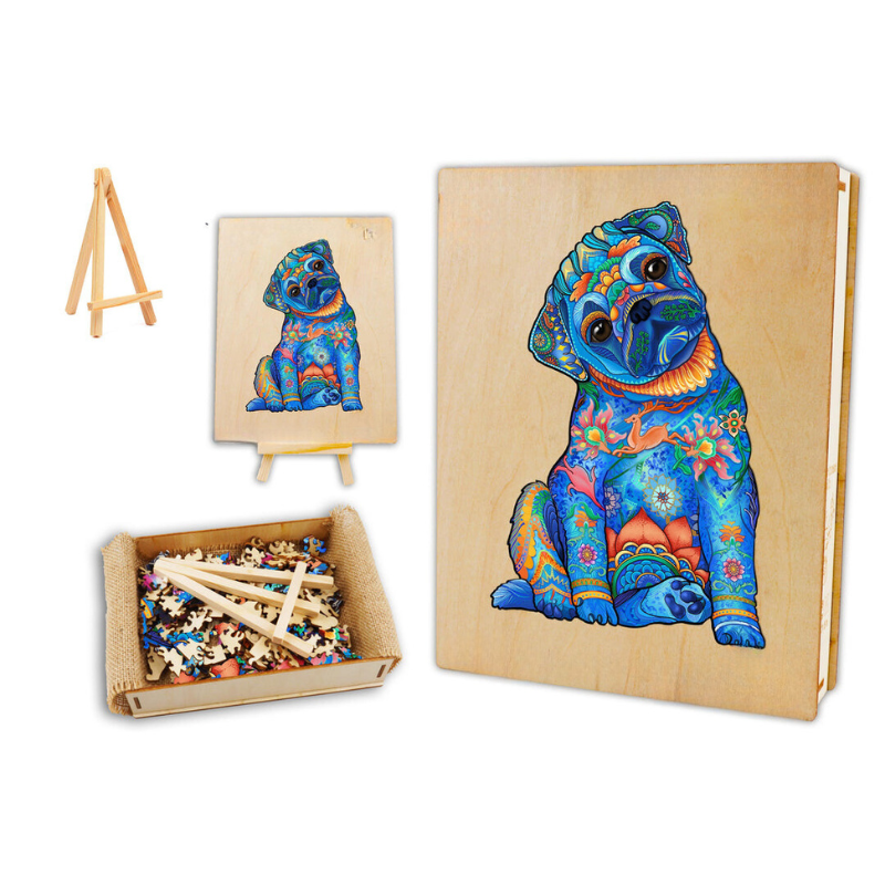 Adorable Pug Wooden Jigsaw Puzzle