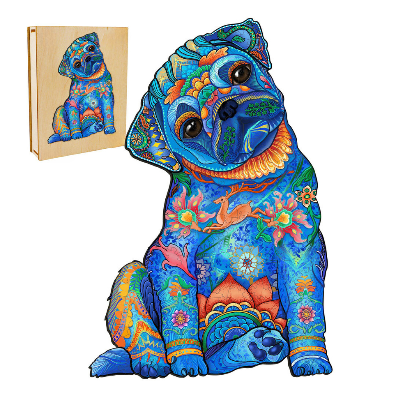 Adorable Pug Wooden Jigsaw Puzzle