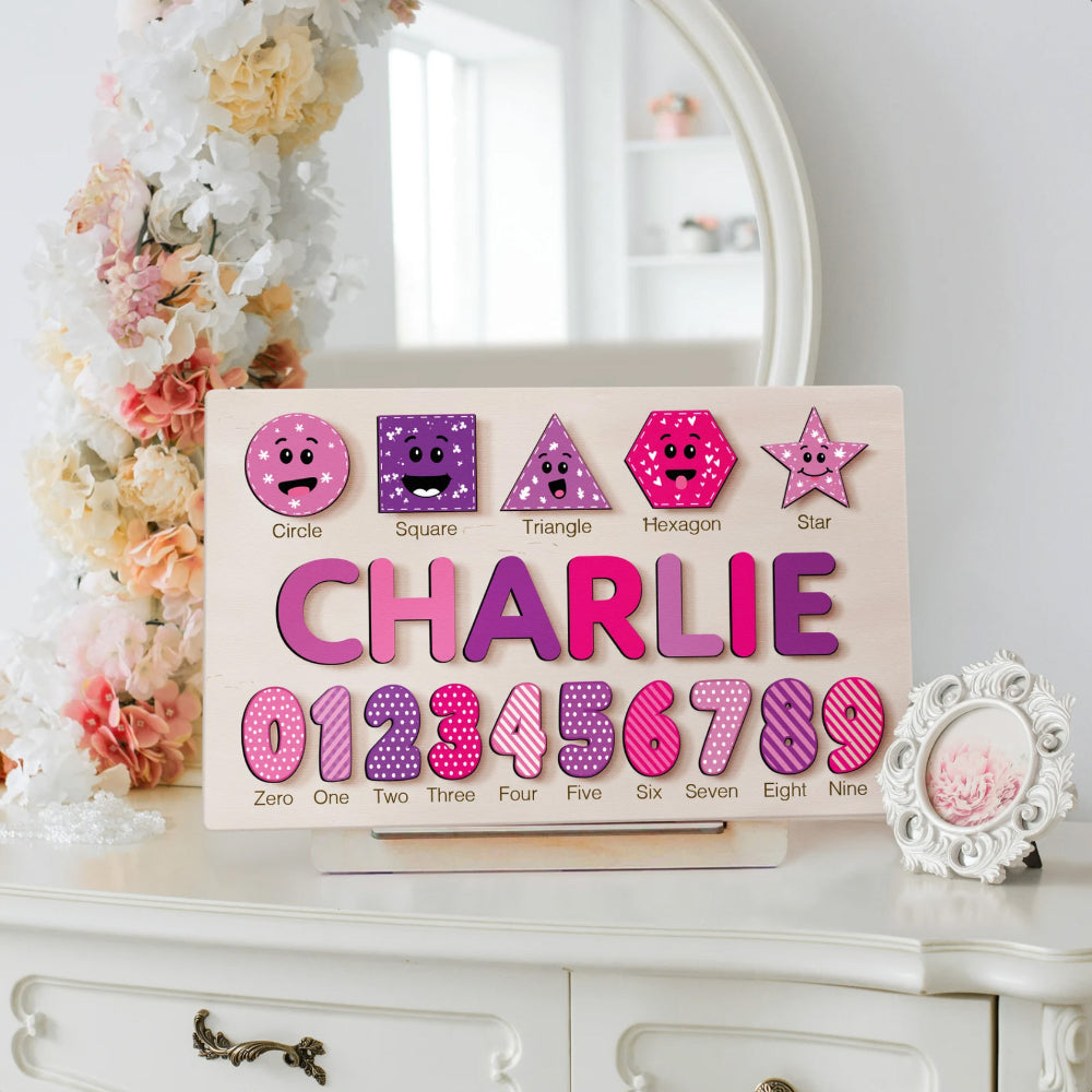 Berries Custom Wooden Name Numbers And Shapes Puzzle