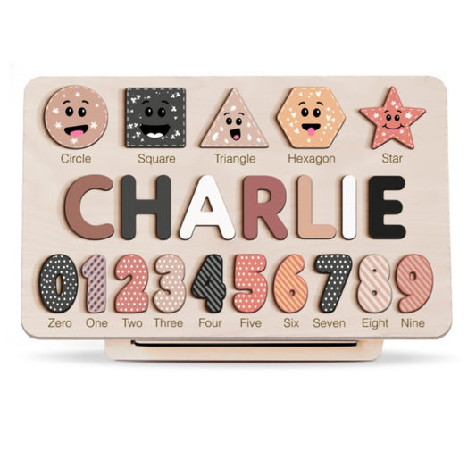 Custom Wooden Name Numbers And Shapes Puzzle