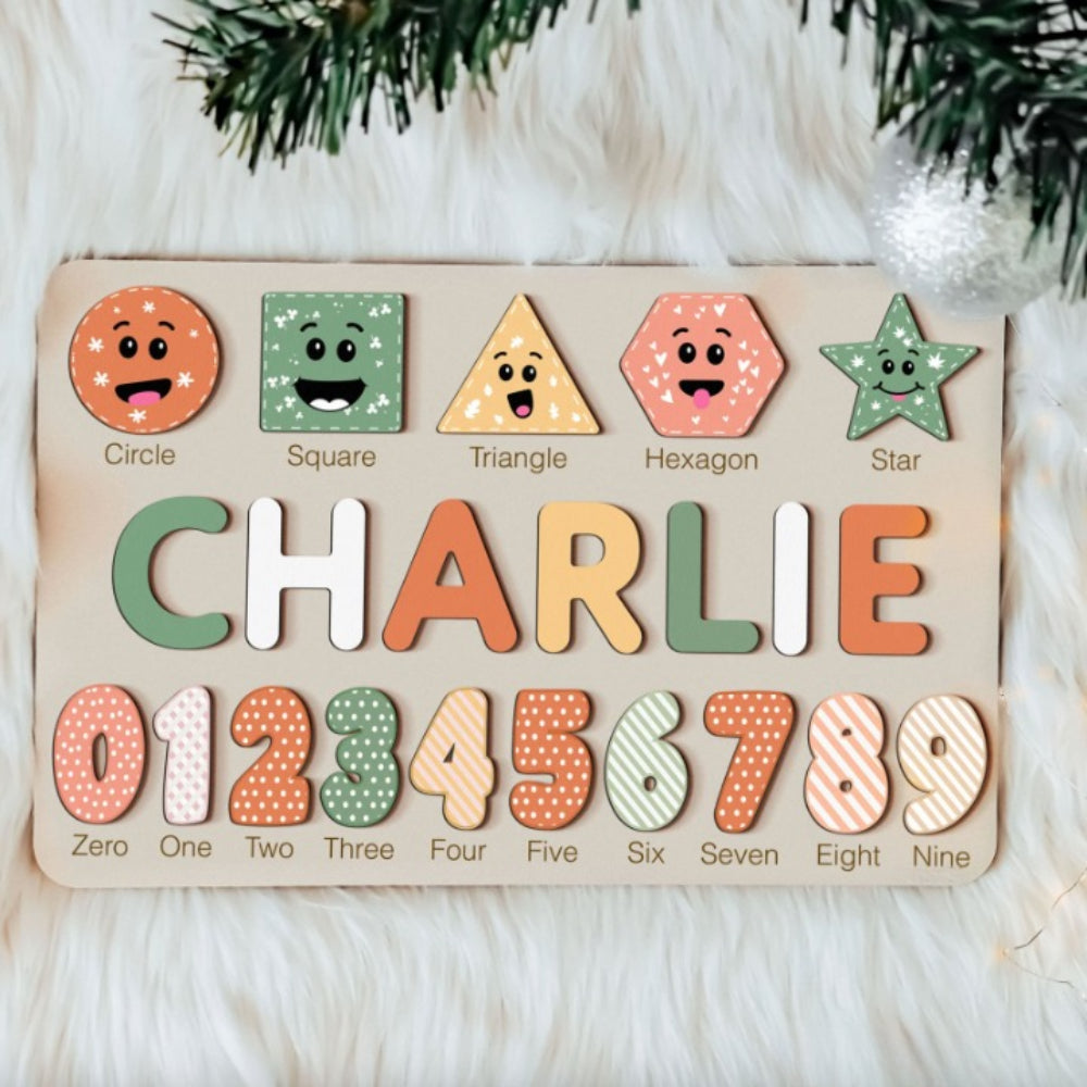 Custom Wooden Name Numbers And Shapes Puzzle