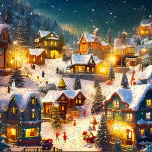Christmas Village Wooden Jigsaw Puzzle