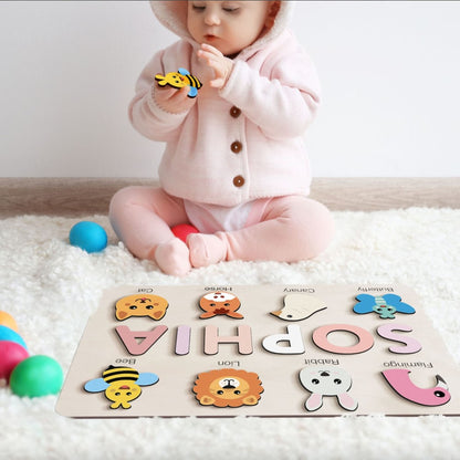 Engraved Menagerie Toddler Puzzle Board