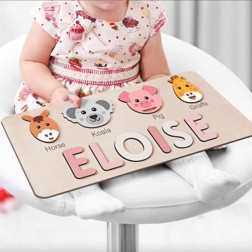 Engraved Menagerie Toddler Puzzle Board