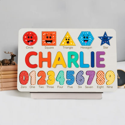 Forest Theme Custom Wooden Name Numbers And Shapes Puzzle