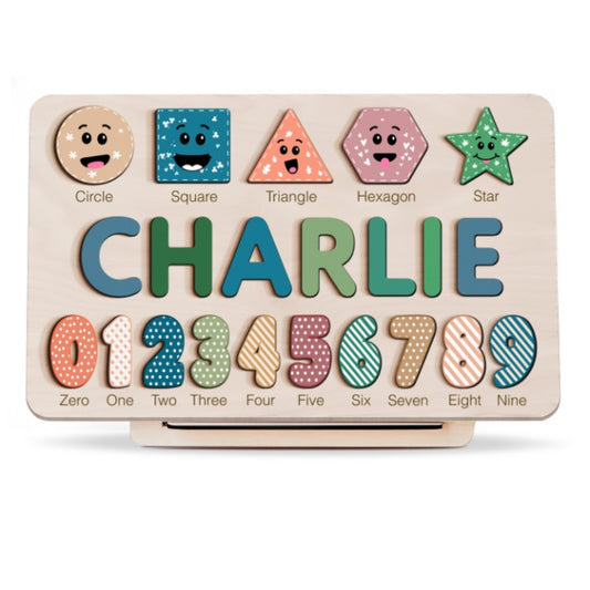 Forest Theme Custom Wooden Name Numbers And Shapes Puzzle