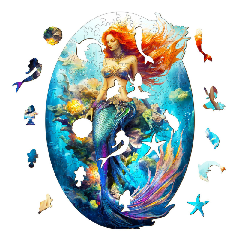 Marine Enchantment Mermaid Wooden Jigsaw Puzzle