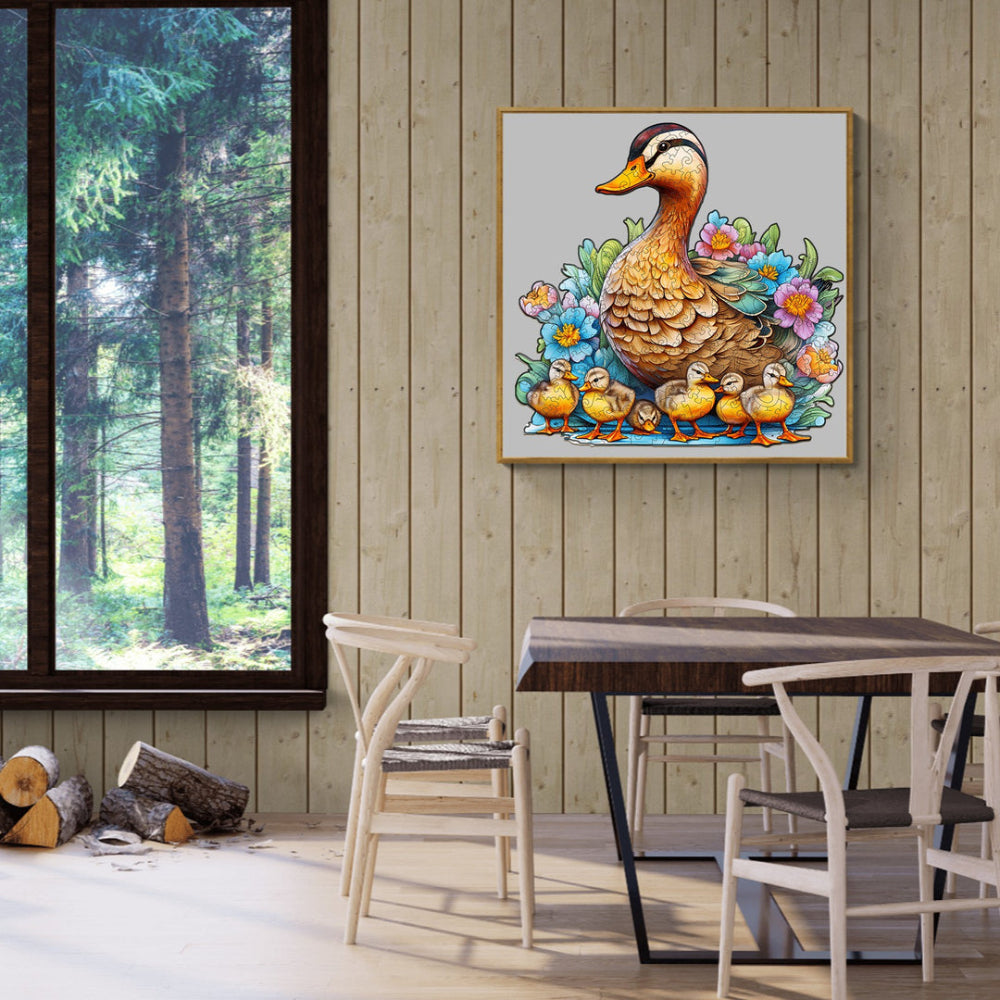 Mother Duck And Ducklings Wooden Jigsaw Puzzle