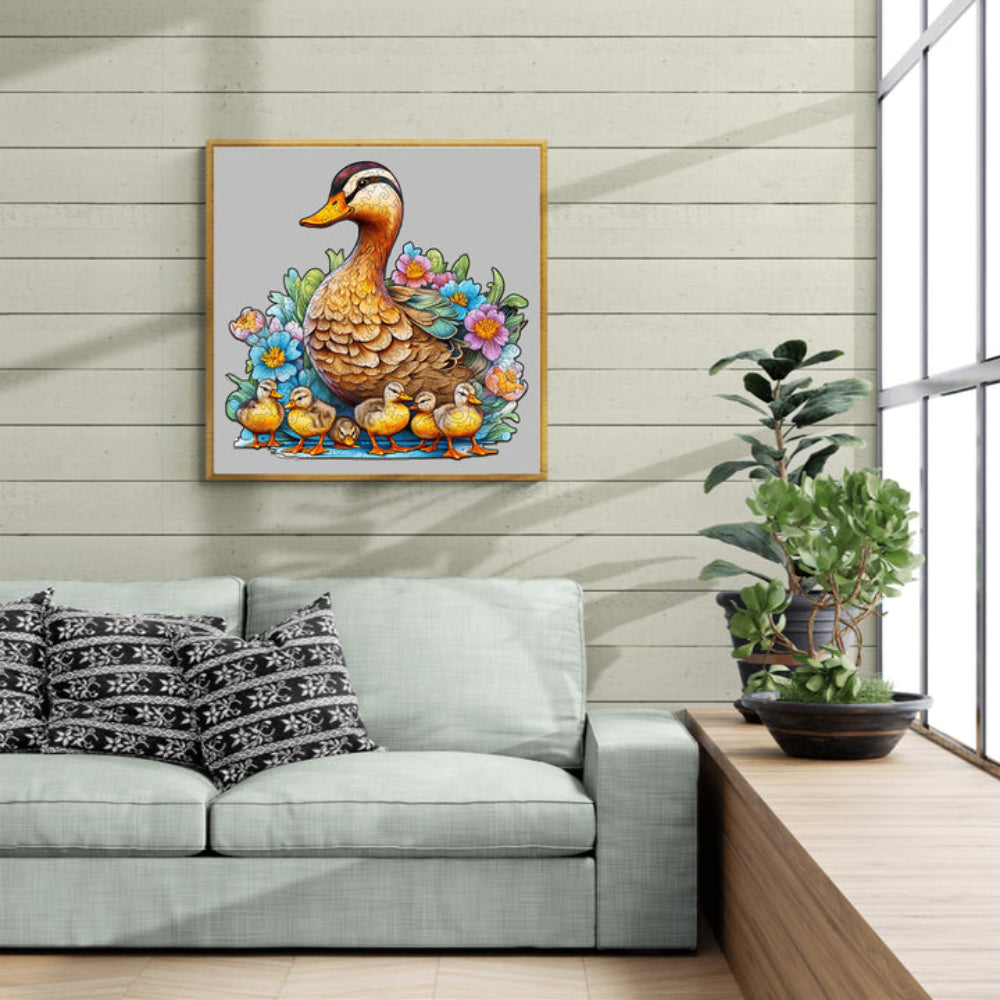Mother Duck And Ducklings Wooden Jigsaw Puzzle