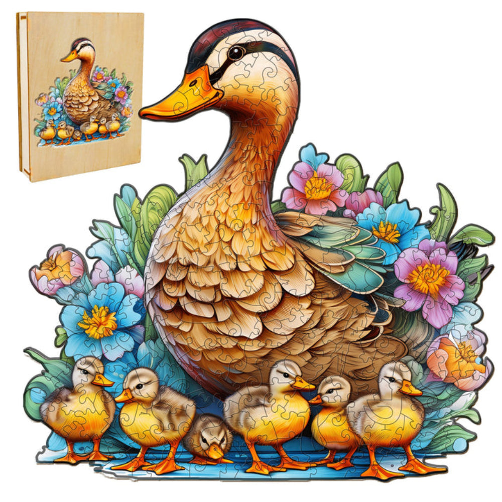 Mother Duck And Ducklings Wooden Jigsaw Puzzle
