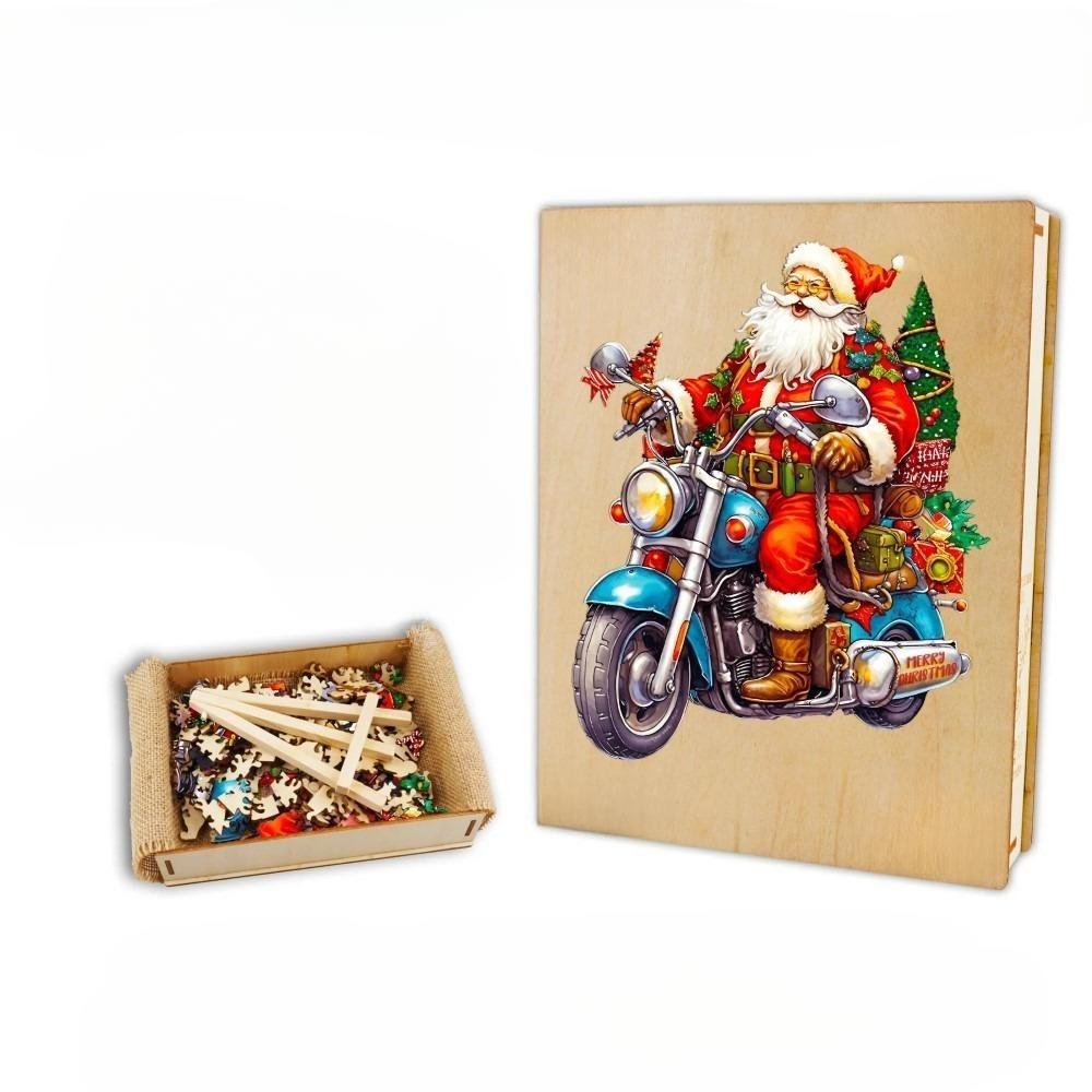 Motorcycle Santa Wooden Jigsaw Puzzle