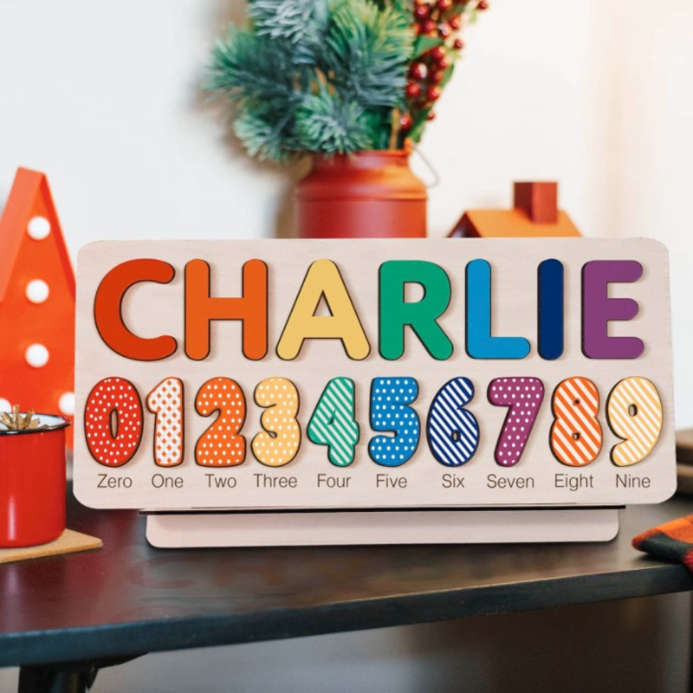 Rainbow Custom Wooden Name And Numbers Puzzle