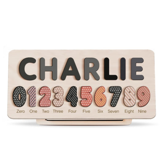Space Design Custom Wooden Name And Numbers Puzzle