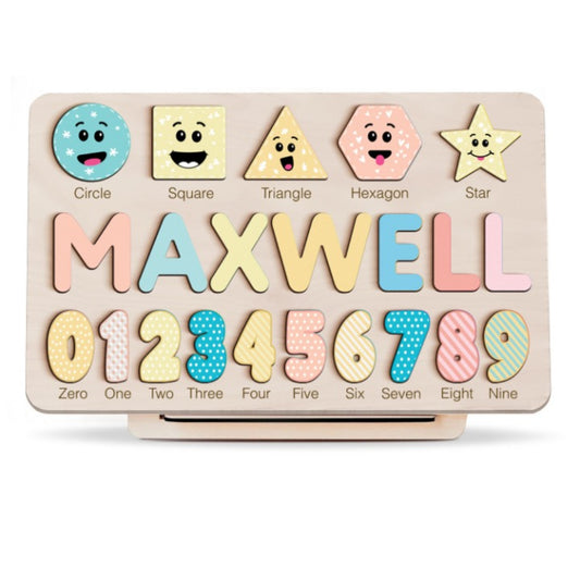 Spring Custom Wooden Name Numbers And Shapes Puzzle