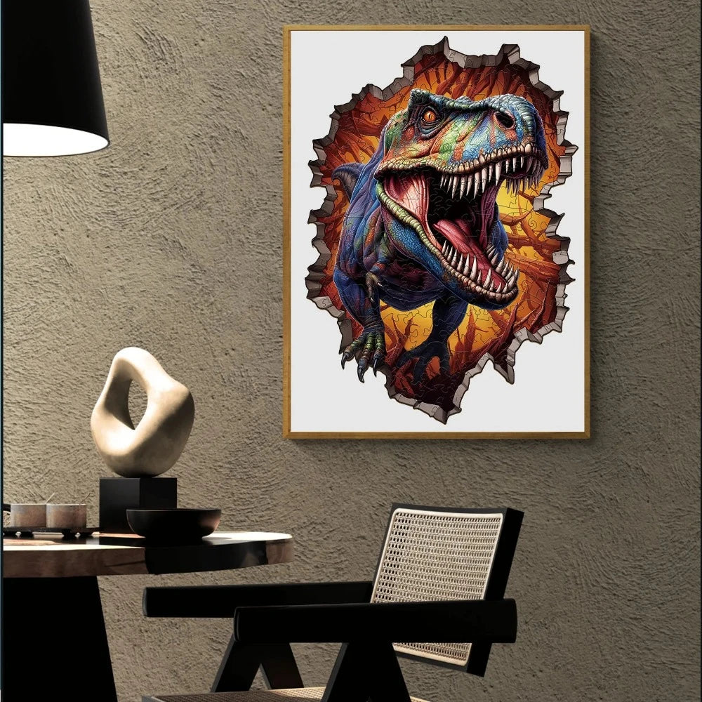Wall Breaking T Rex Wooden Jigsaw Puzzle