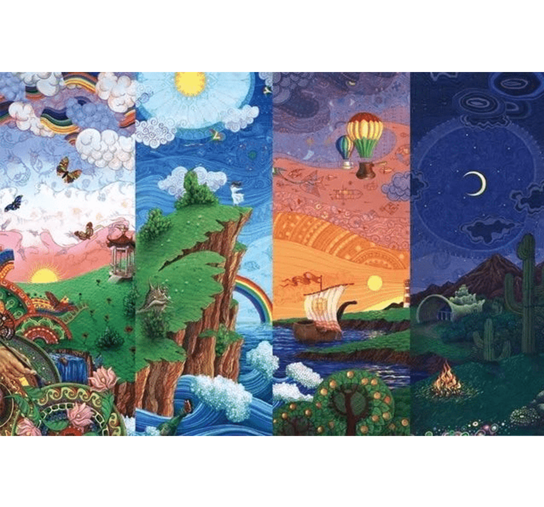 Four Parts of the Day Wooden 1000 Piece Jigsaw Puzzle Toy For Adults and Kids