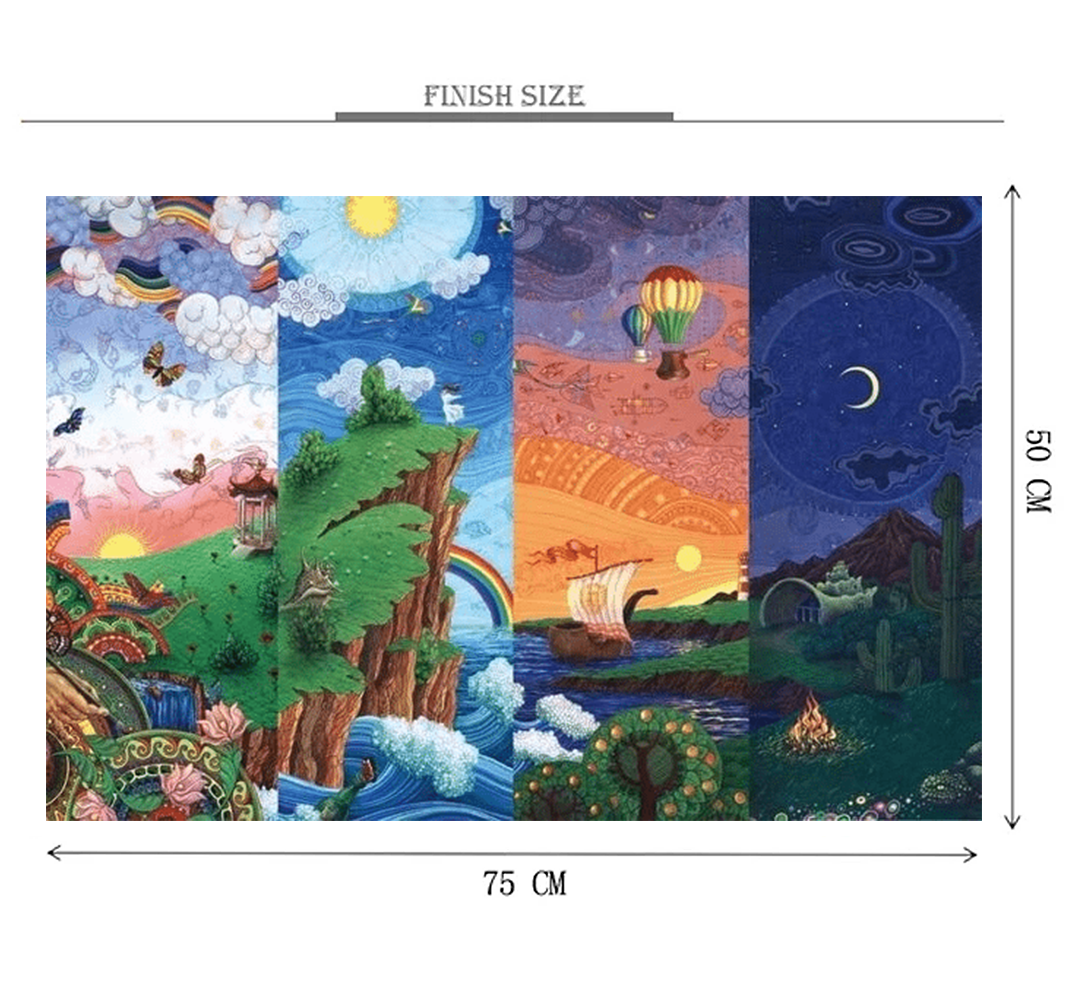 Four Parts of the Day Wooden 1000 Piece Jigsaw Puzzle Toy For Adults and Kids