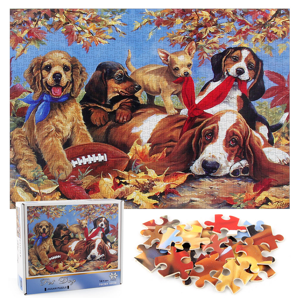 Pet Dog Wooden 1000 Piece Jigsaw Puzzle Toy For Adults and Kids