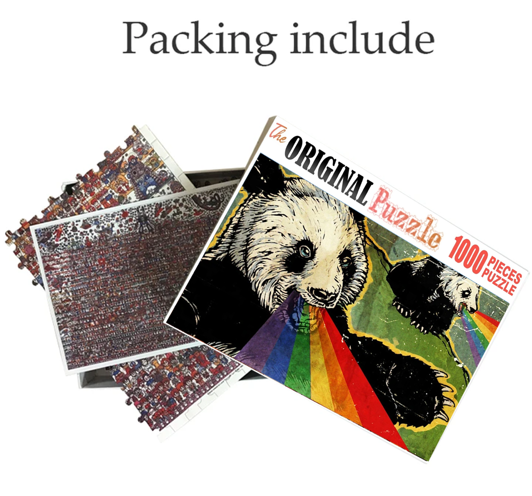 Panda Rainbow Wooden 1000 Piece Jigsaw Puzzle Toy For Adults and Kids