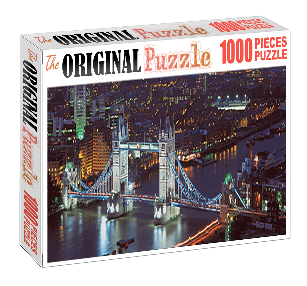 Twin Tower Bridge at Night is Wooden 1000 Piece Jigsaw Puzzle Toy For Adults and Kids