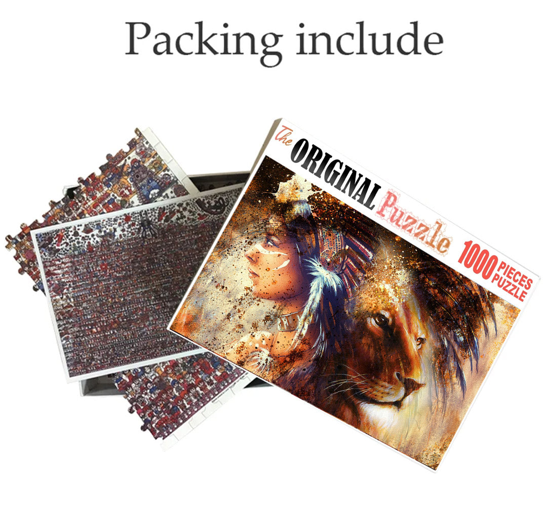 Red Indian Tribe Wooden 1000 Piece Jigsaw Puzzle Toy For Adults and Kids