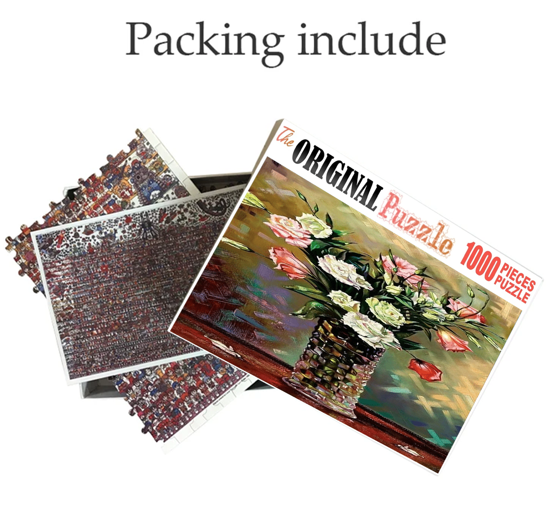 White Rose Vase is Wooden 1000 Piece Jigsaw Puzzle Toy For Adults and Kids