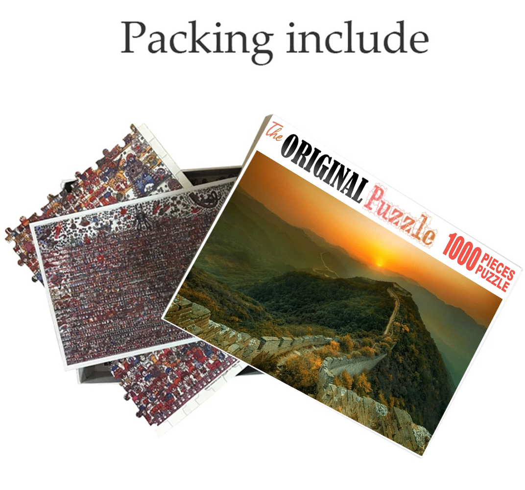 Great Wall Sunset Wooden 1000 Piece Jigsaw Puzzle Toy For Adults and Kids