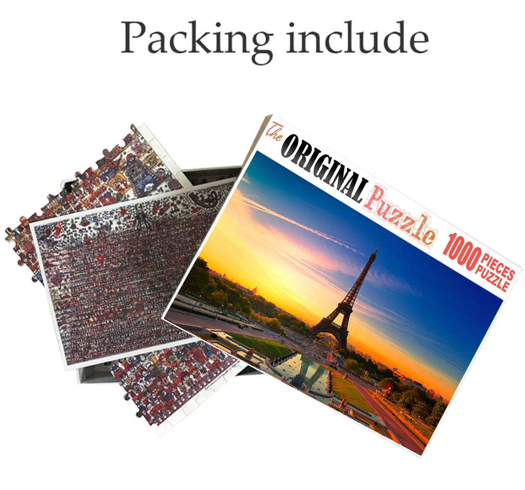 Eifel Sunset Scene Wooden 1000 Piece Jigsaw Puzzle Toy For Adults and Kids