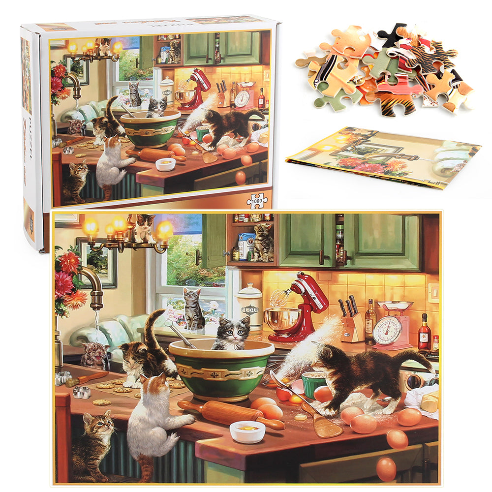 Kitchen Cat Wooden 1000 Piece Jigsaw Puzzle Toy For Adults and Kids