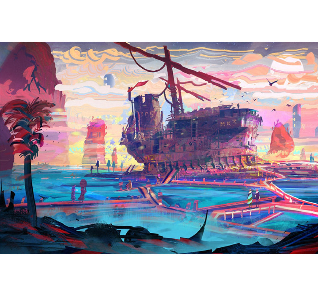 Old Ship Wreck is Wooden 1000 Piece Jigsaw Puzzle Toy For Adults and Kids