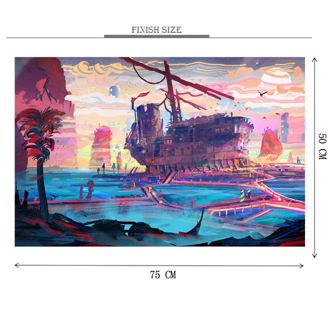 Old Ship Wreck is Wooden 1000 Piece Jigsaw Puzzle Toy For Adults and Kids