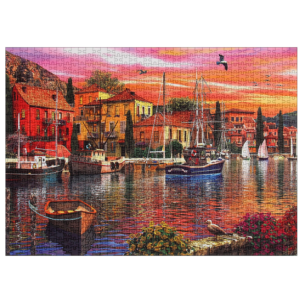 Mediterranean Port Wooden 1000 Piece Jigsaw Puzzle Toy For Adults and Kids