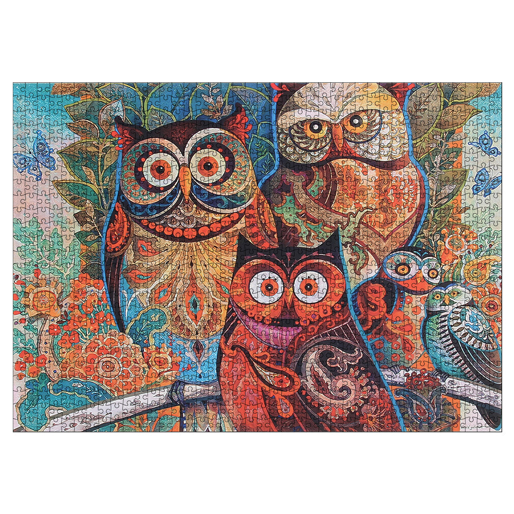 Owl Oil Painting Wooden 1000 Piece Jigsaw Puzzle Toy For Adults and Kids