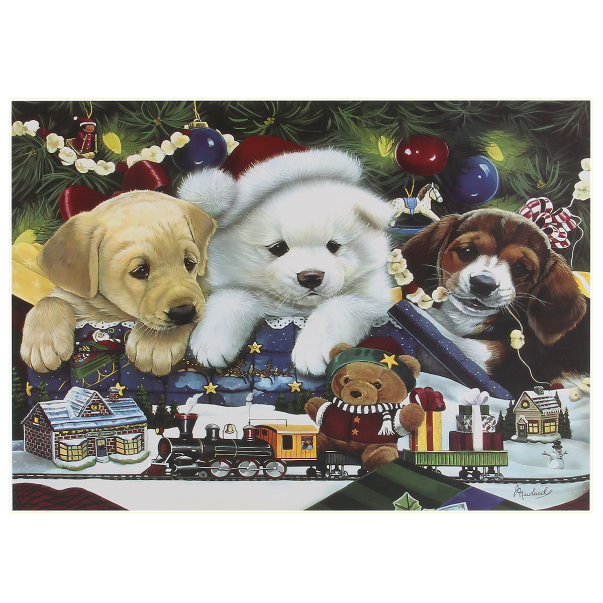 Christmas Puppy Wooden 1000 Piece Jigsaw Puzzle Toy For Adults and Kids
