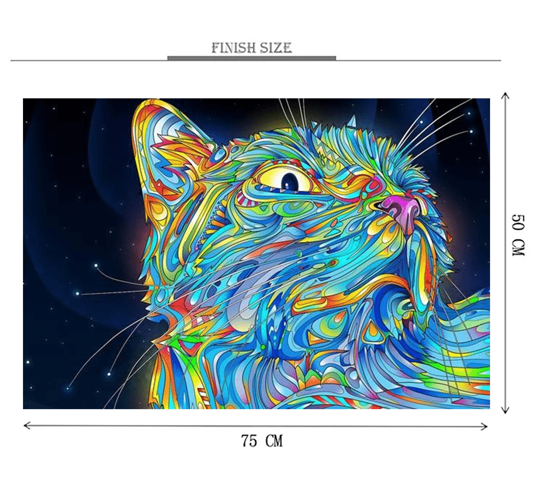 Neon Cat Wooden 1000 Piece Jigsaw Puzzle Toy For Adults and Kids