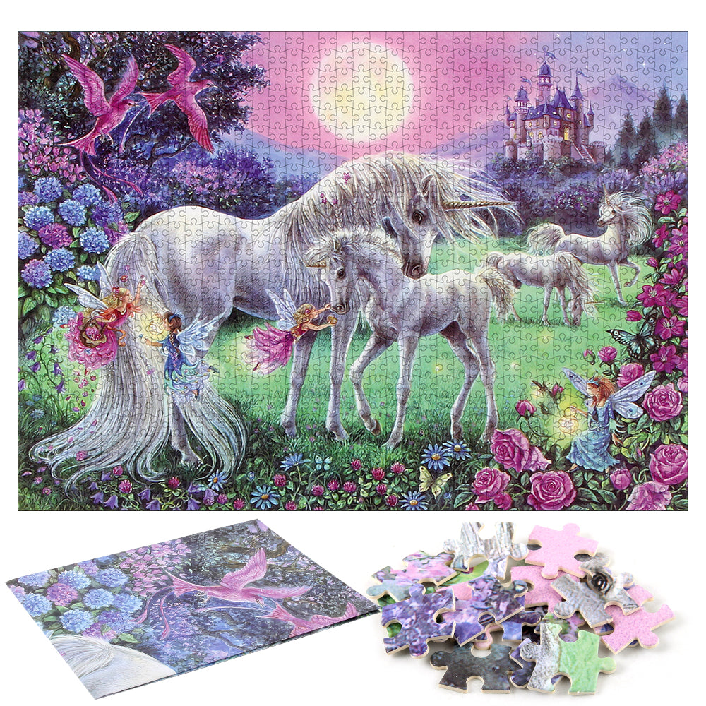 Pink Unicorn Wooden 1000 Piece Jigsaw Puzzle Toy For Adults and Kids