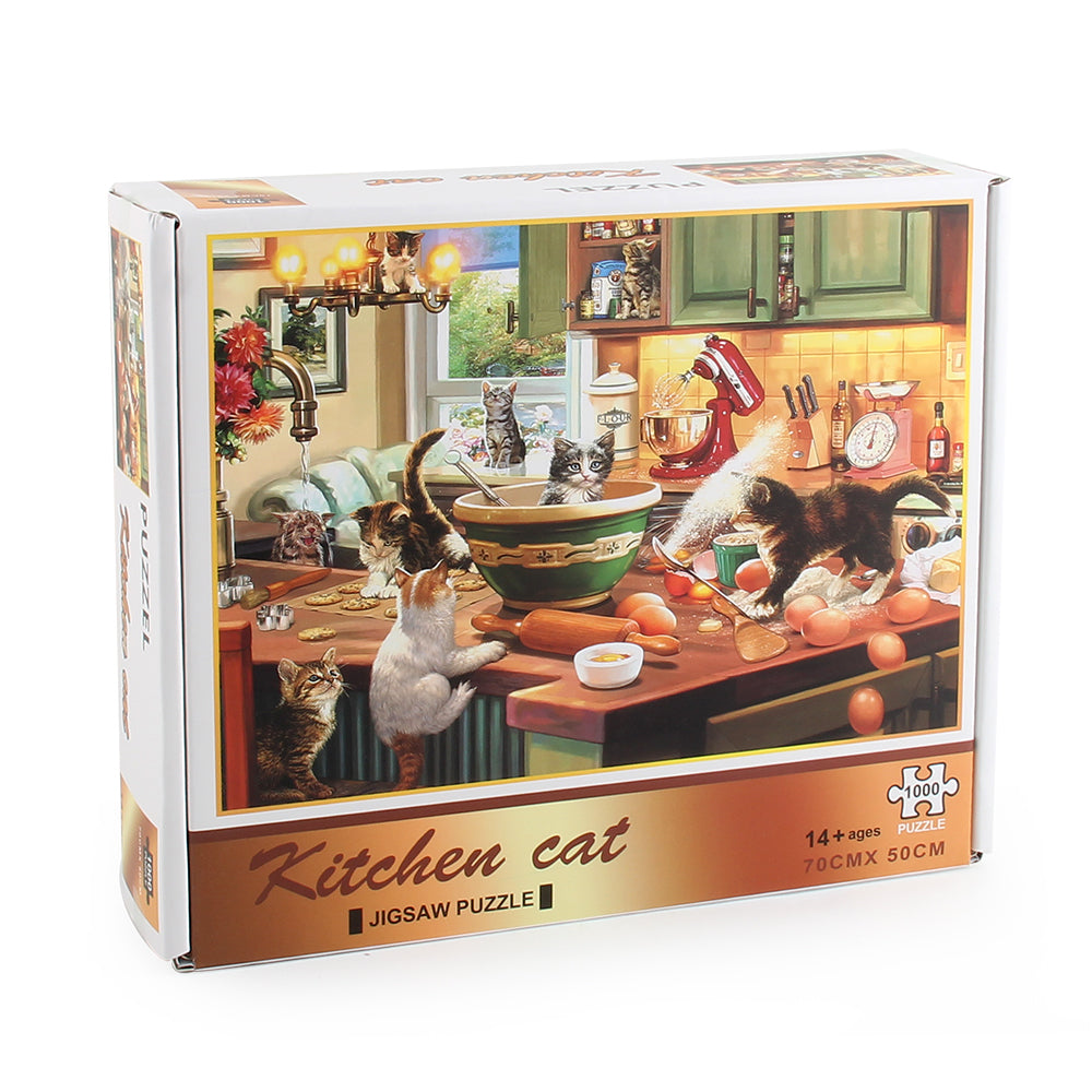 Kitchen Cat Wooden 1000 Piece Jigsaw Puzzle Toy For Adults and Kids