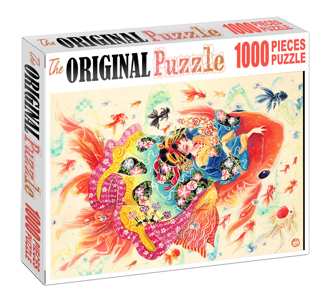 Maiden of Fortune Fish is Wooden 1000 Piece Jigsaw Puzzle Toy For Adults and Kids