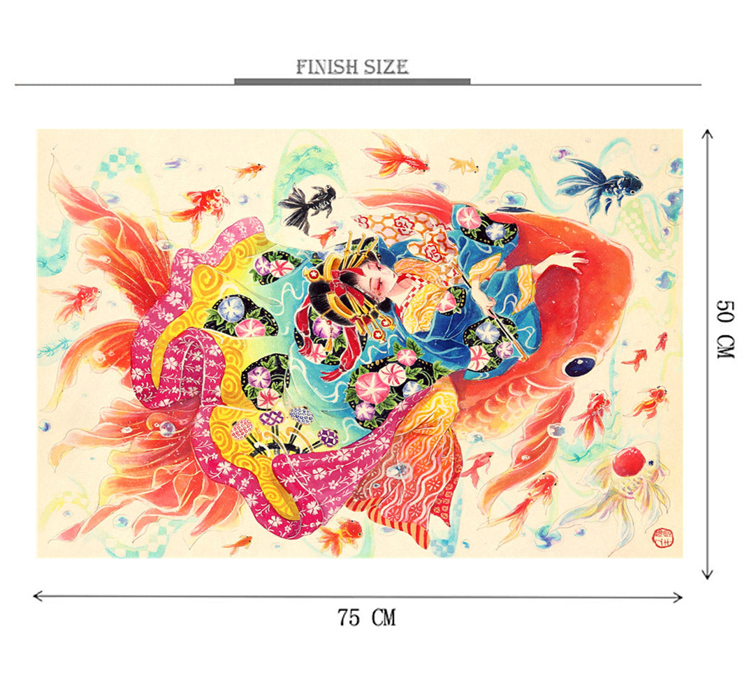 Maiden of Fortune Fish is Wooden 1000 Piece Jigsaw Puzzle Toy For Adults and Kids