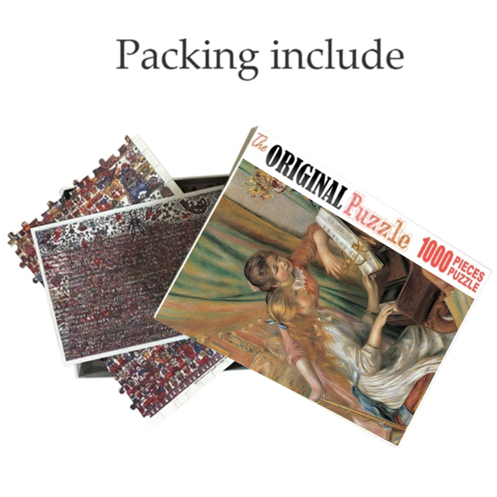 Young Girls At piano Painting Wooden 1000 Piece Jigsaw Puzzle Toy For Adults and Kids