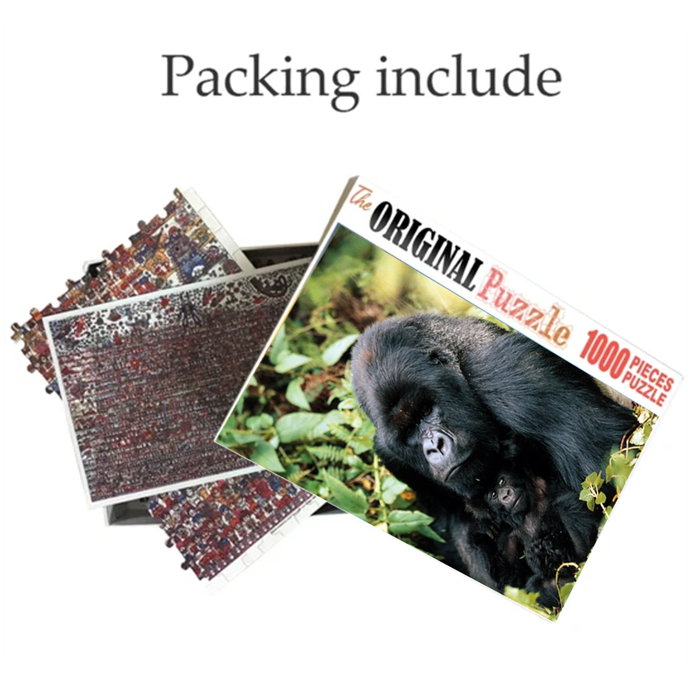 Dad Gorilla With His Baby Wooden 1000 Piece Jigsaw Puzzle Toy For Adults and Kids