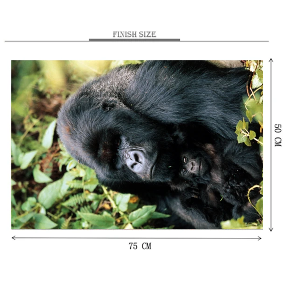 Dad Gorilla With His Baby Wooden 1000 Piece Jigsaw Puzzle Toy For Adults and Kids