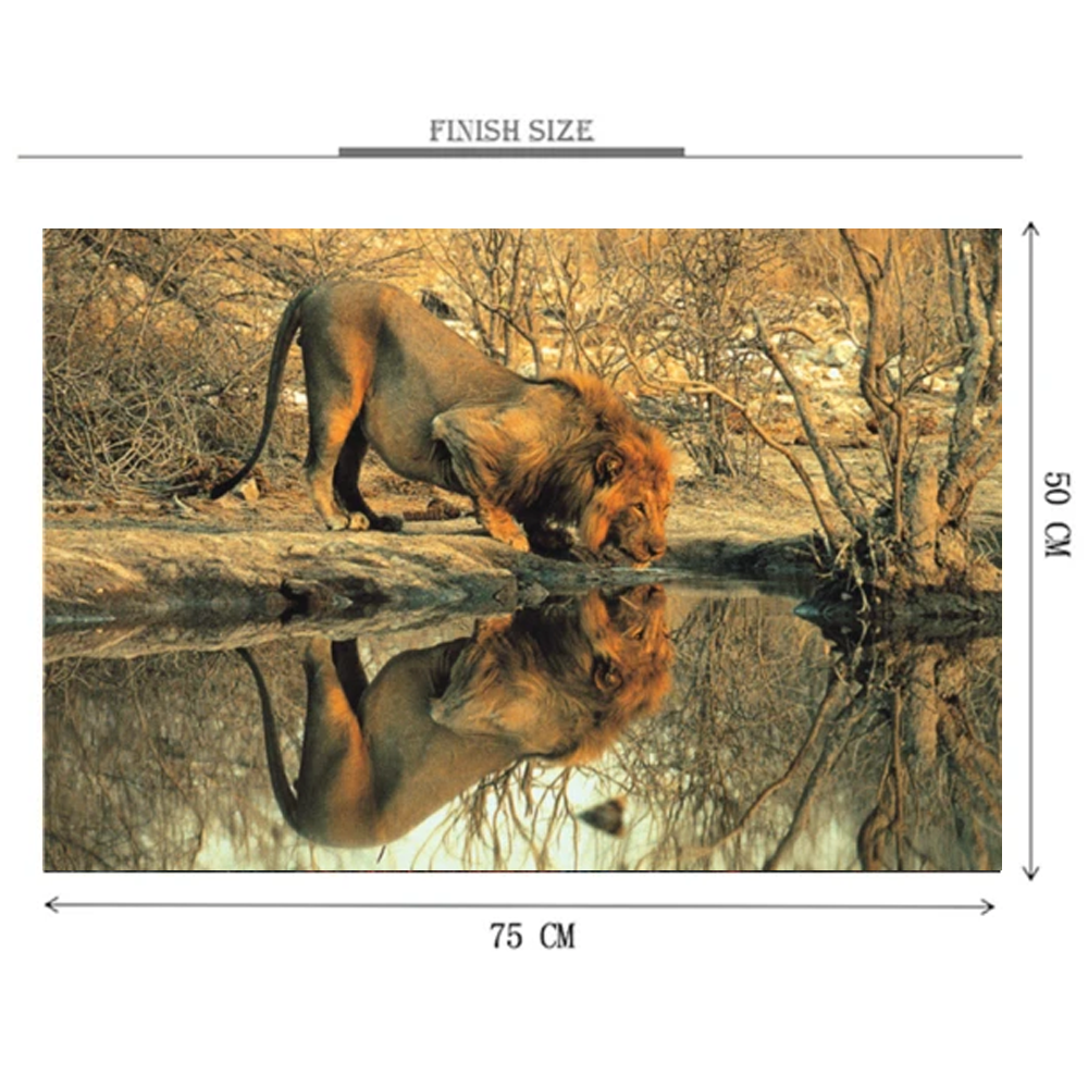 Lion On The River Bank Wooden 1000 Piece Jigsaw Puzzle Toy For Adults and Kids
