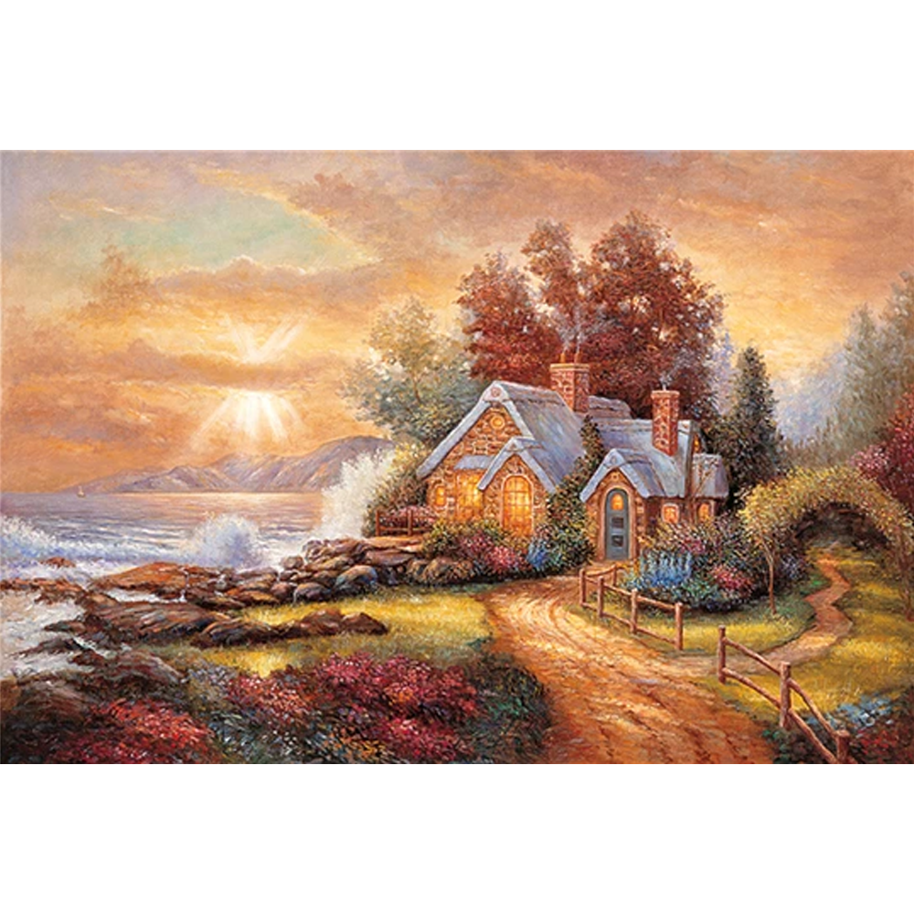 Seaside Cottage Wooden 1000 Piece Jigsaw Puzzle Toy For Adults and Kids