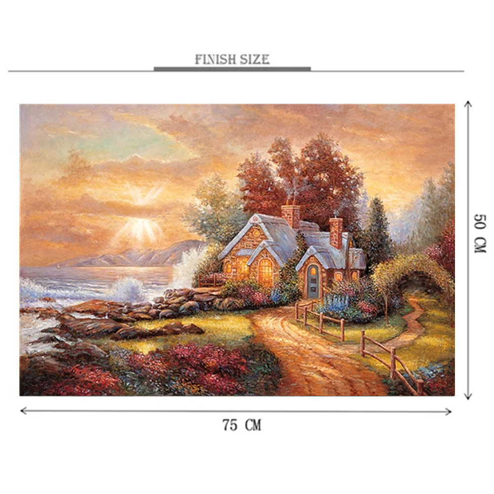 Seaside Cottage Wooden 1000 Piece Jigsaw Puzzle Toy For Adults and Kids