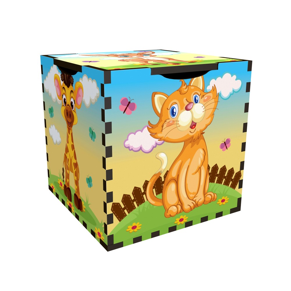 Animals Cube Wooden Puzzle Set