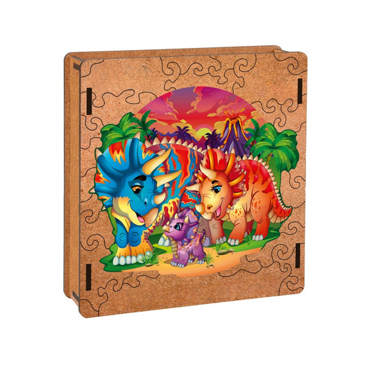 Triceratops Family Wooden Puzzle Set