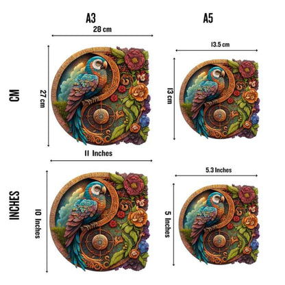 Parrot And Floral Yin Yang Wooden Puzzle